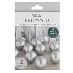 Balloner til ramme / Stativ - Slv Chrome - Mini - 40 stk.
