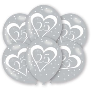 Ballon - 25 r - Slvbryllup - 6 stk.