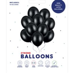 Ballon - Sort Metallic - 10 stk.