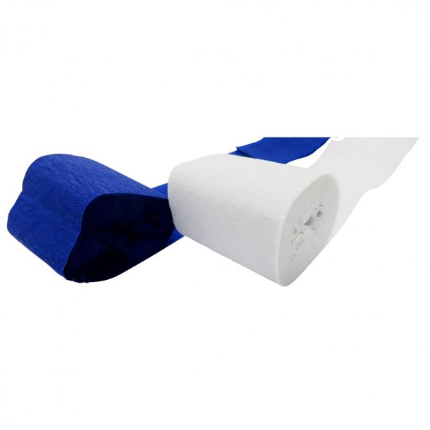 Crepebnd - Bl og hvid