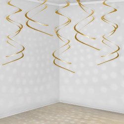 Hngende swirls - Guld - 5 stk.