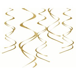 Hngende swirls - Guld - 5 stk.