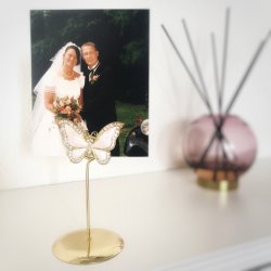 Bordkortholder / Menukortholder - Sommerfugl med krystaller